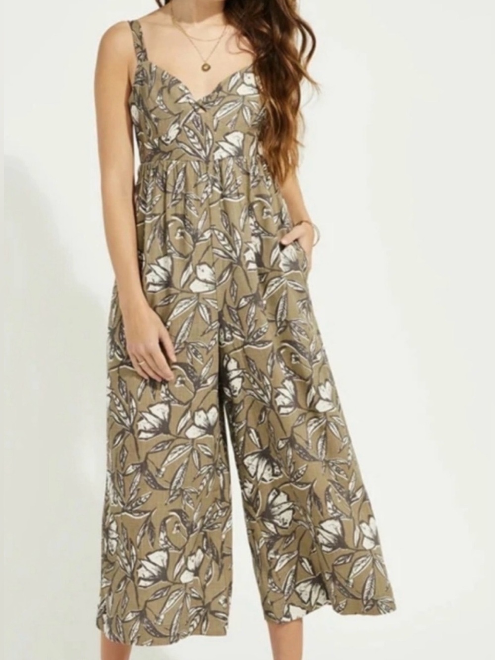 Gentle Fawn Tropez Jumpsuit Linen Blend Sleeveless M Romper Wide Leg Side Zipper
